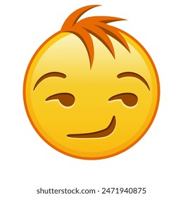 Grinning flirting face Large size of yellow emoji smile with hair