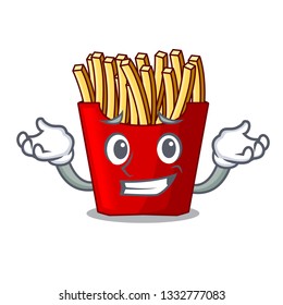Grinning french fries served on character plates