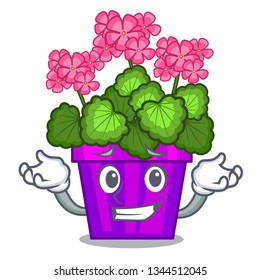 Grinning geranium flowers stick the character stem