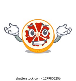 Grinning grapefruit slices on a cartoon plate