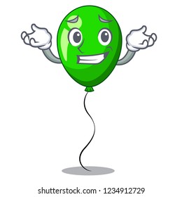 Grinning green baloon on left corner mascot