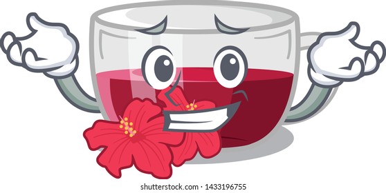Grinning habiscus tea in the cartoon shape