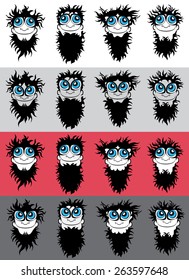 grinning hairy bearded hipster guy face portrait vector illustration