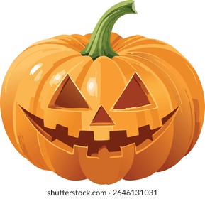 Grinning Halloween pumpkin with a classic carved face
