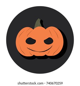 grinning halloween pumpkin vector illustration. flat icon