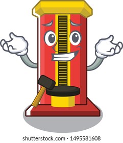 Grinning hammer game machine in the cartoon