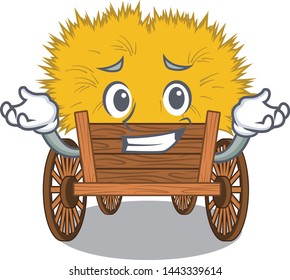 Grinning hayride mascot in beside the barn