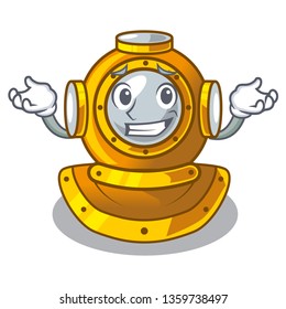 Grinning helmet diving isolated in the cartoon