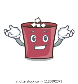 Grinning hot chocolate character cartoon