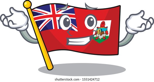 grinning illustration flag bermuda on the mascot