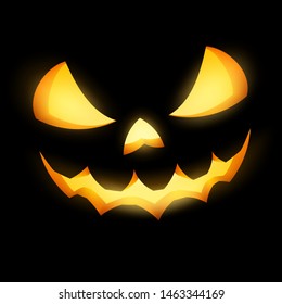 Grinning Jack O Lantern on black background. EPS 10