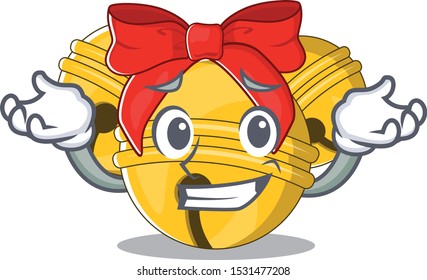 Grinning Jingle bell cartoon isolated with mascot