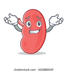 Grinning kidney character cartoon style