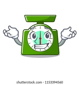 Grinning kitchen scale character cartoon