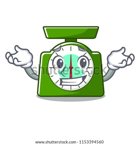 Grinning kitchen scale character cartoon