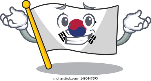 Grinning korean flag in the cartoon shape