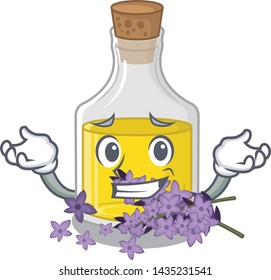 Grinning lavender oil isolated with the mascot