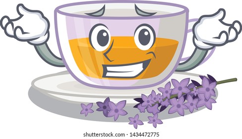 Grinning lavender tea isolated with the cartoon
