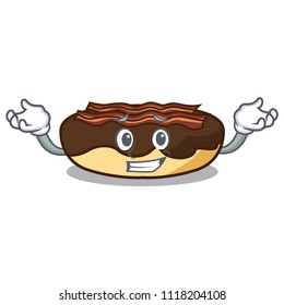 Grinning maple bacon bar character cartoon