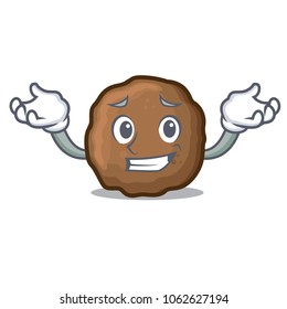 Grinning meatball character cartoon style
