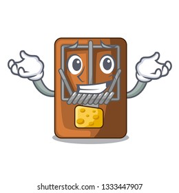 Grinning mousetrap in the shape mascot wood
