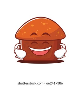 Grinning mushroom cake cartoon character vector illustration