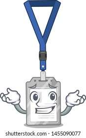 Grinning name tag on the mascot table