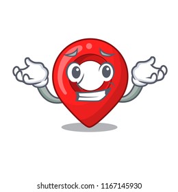 Grinning navigation pin location map character cartoon