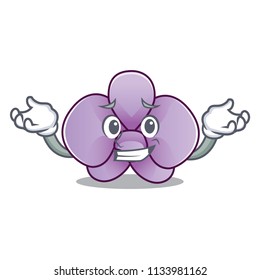 Grinning orchid flower character cartoon