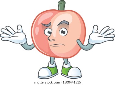 Grinning peach character mascot for cute emoticon