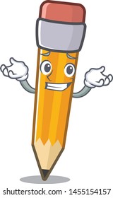 Grinning pencil isolated with in the mascot