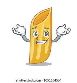 Grinning penne pasta character cartoon
