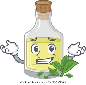 Grinning peppermint oil in the cartoon shape