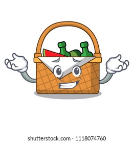 Grinning picnic basket character cartoon
