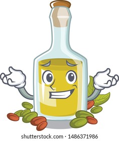 Grinning pistachio oil above tables cartoon wood