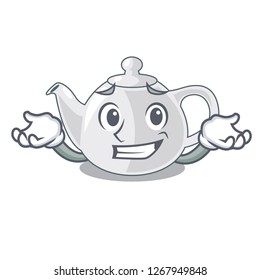 Grinning porcelain teapot ceramic isolate on mascot