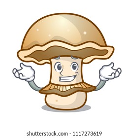 Grinning portobello mushroom character cartoon