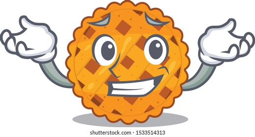 Grinning pumpkin pie in the cartoon shape