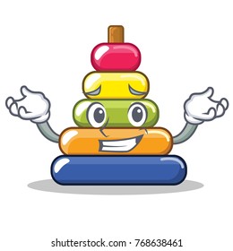Grinning pyramid ring character cartoon