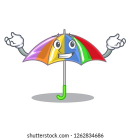 Grinning rainbow umbrella isolated on a mascot