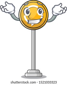 Grinning roundabout ahead character isolated the cartoon