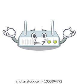 Grinning router is installed in cartoon wall