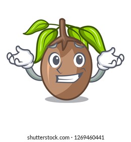 Grinning sapodilla fruit isolated on the mascot