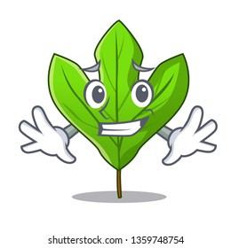 Grinning sassafras leaf in the cartoon stem