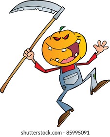 Grinning Scarecrow Reaper With Scythe