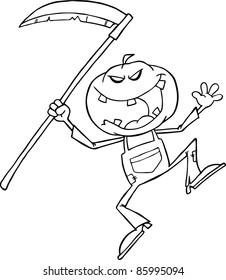 Grinning Scarecrow Reaper With Scythe