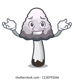 Grinning shaggy mane mushroom character cartoon