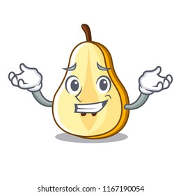 Grinning slice of ripe green pear character