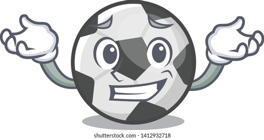 Grinning soccer ball isolated with the mascot