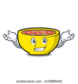 Grinning soup union character cartoon